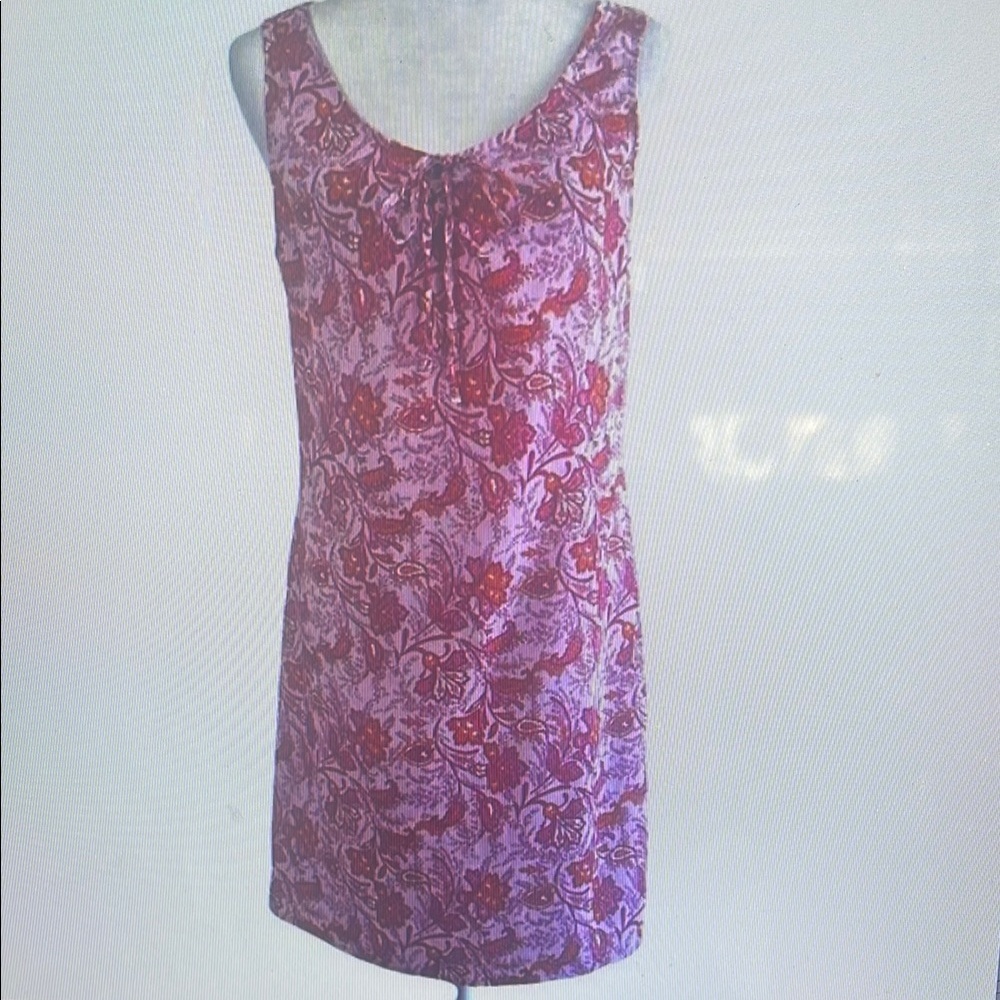 Floral Pink and Red Sleeveless Dress